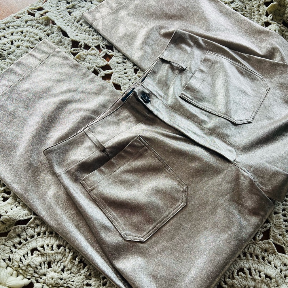 Maeve Colette Metallic Vegan Leather Pants - Picture 4 of 6